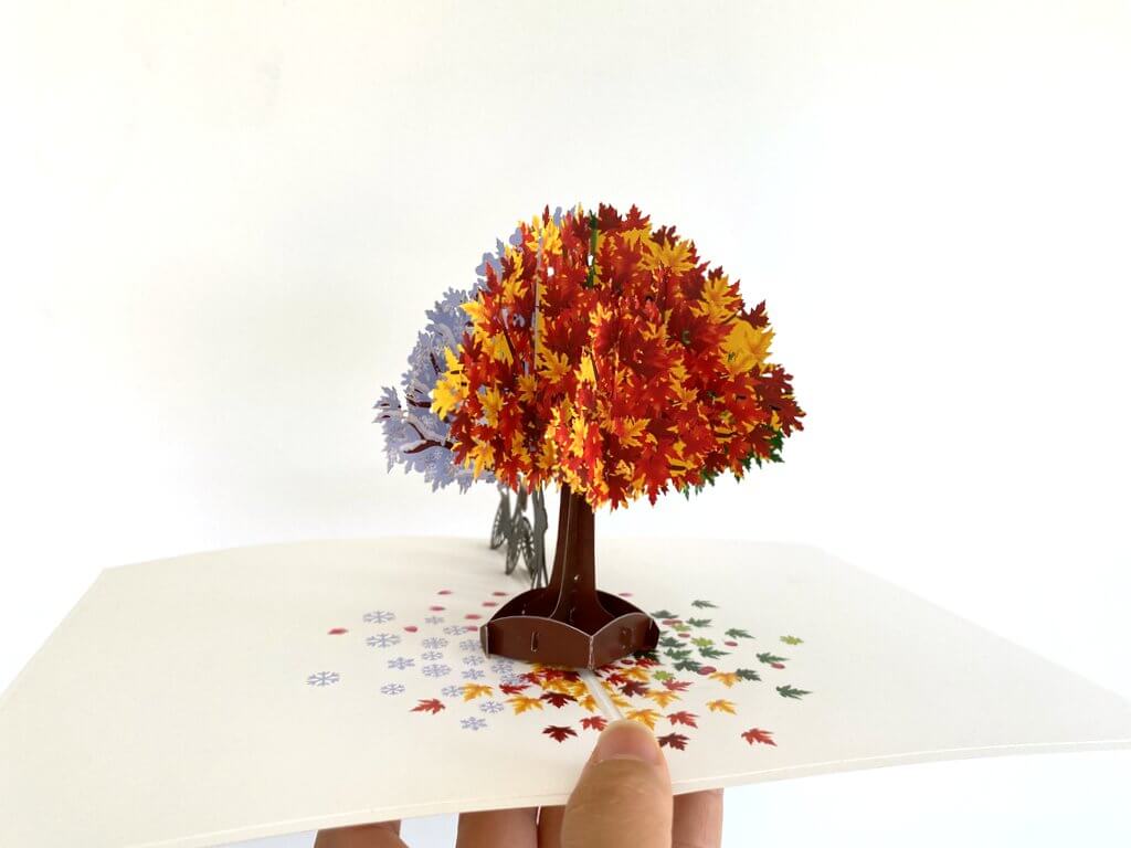 Luxury Silhouette Couple Kissing Under a Magical Four Season Tree  Pop Up Card