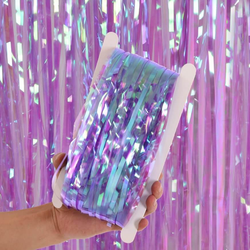 1m x 2m Iridescent Purple Foil Fringe Curtain