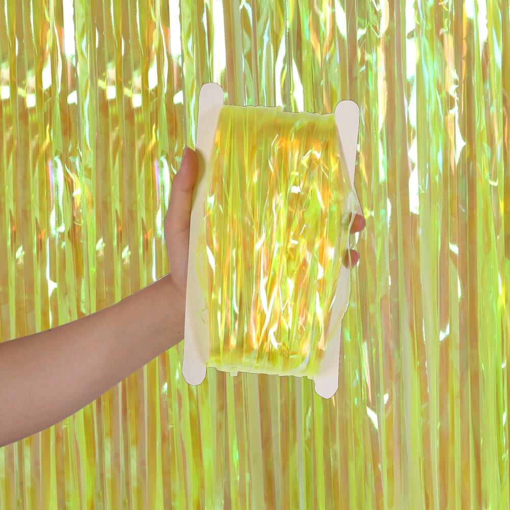 1m x 2m Iridescent Yellow Foil Fringe Curtain