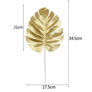 Tropical Artificial Monstera Leaf 10 Pack - Metallic Gold