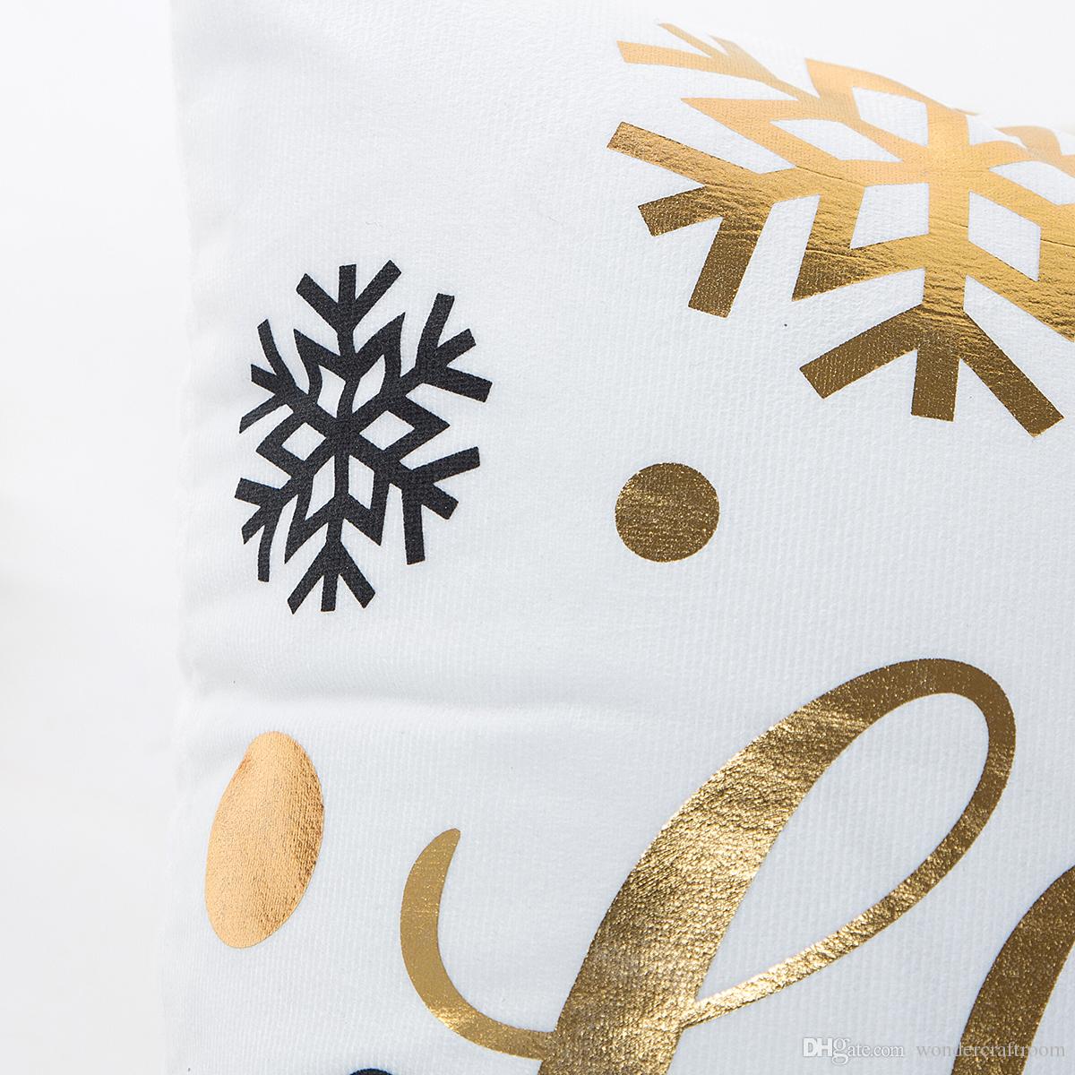 Premium Quality Bronze Printed Merry Christmas Decorative Cushion Cover - Online Party Supplies