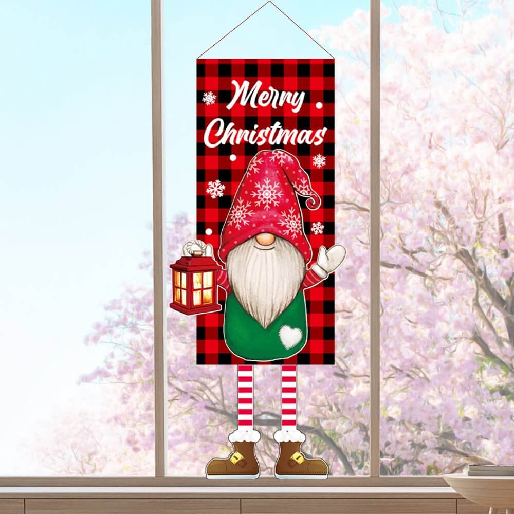 Merry Christmas Door Banner Xmas Gnome Hanging Ornament