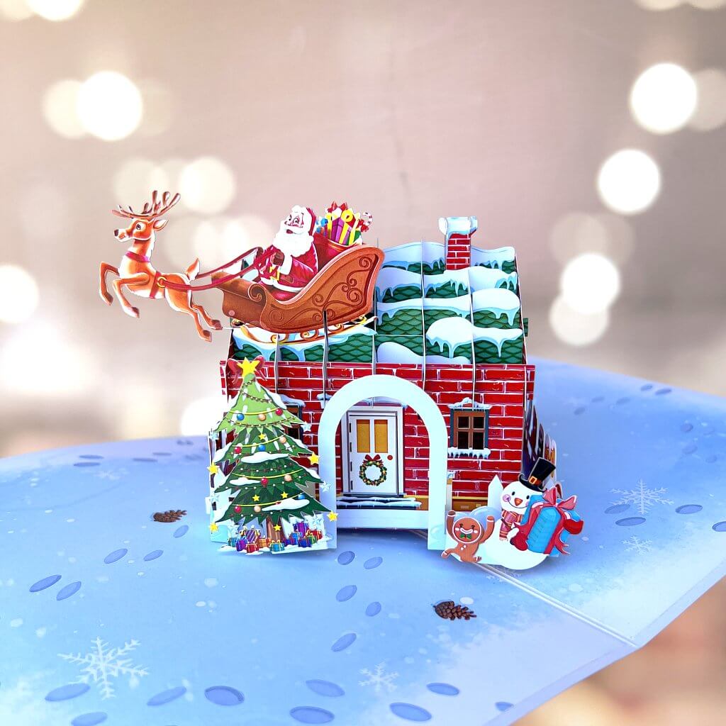 Merry Christmas House 3D Pop Up Greeting Card