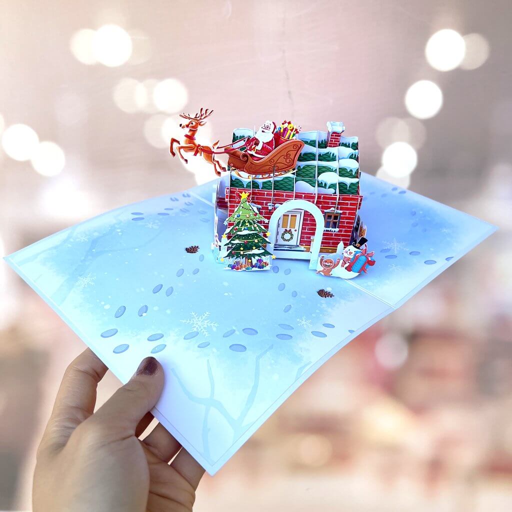 Merry Christmas House 3D Pop Up Greeting Card