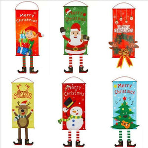 Merry Christmas Door Banner Hanging Ornament - Christmas and New Year Home Party Decorations