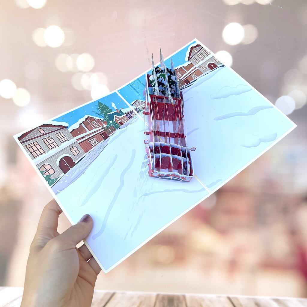 Merry Christmas Red Ute Carrying Xmas Tree 3D Pop Up Greeting Card