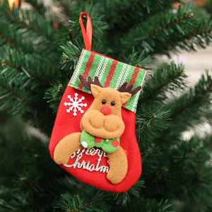 Merry Christmas Mini Sock Stocking Hanging Ornament - Reindeer