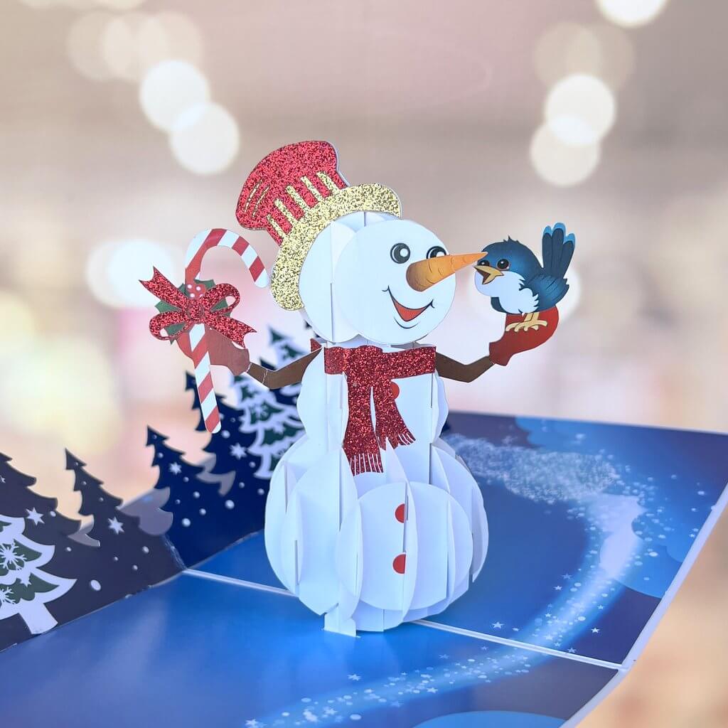 Handmade Christmas Snowman 3D Pop Up Greeting Card
