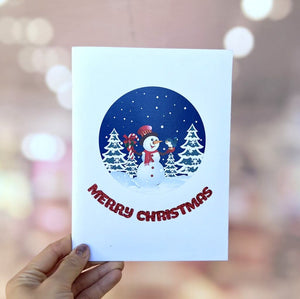 Handmade Christmas Snowman 3D Pop Up Greeting Card