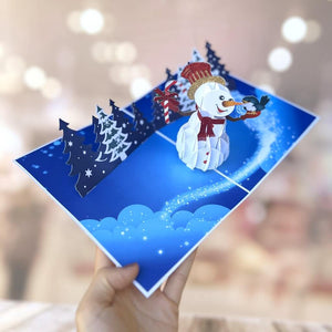 Handmade Christmas Snowman 3D Pop Up Greeting Card