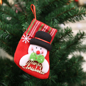 Merry Christmas Mini Sock Stocking Hanging Ornament - Snowman