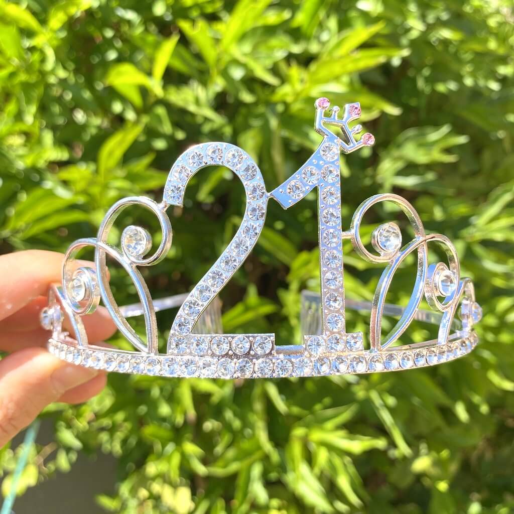 Silver Metal Rhinestone 21 with Little Crown Tiara