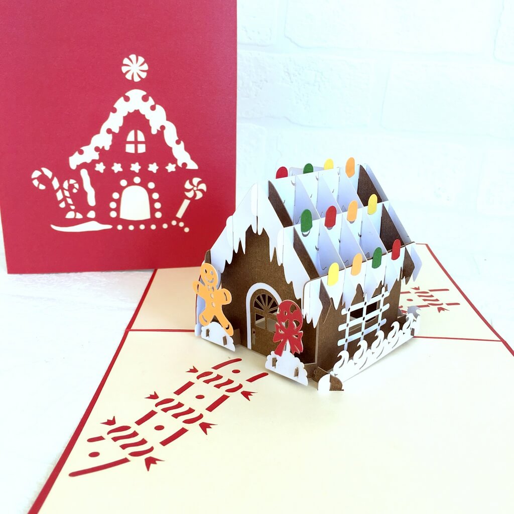 Handmade Christmas Gingerbread House Pop Up Greeting Card - 3D Xmas Cards