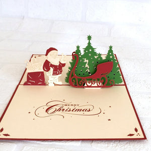Handmade Santa Sleigh Xmas Present Sack Pop Up Card - Pop Up Christmas Cards