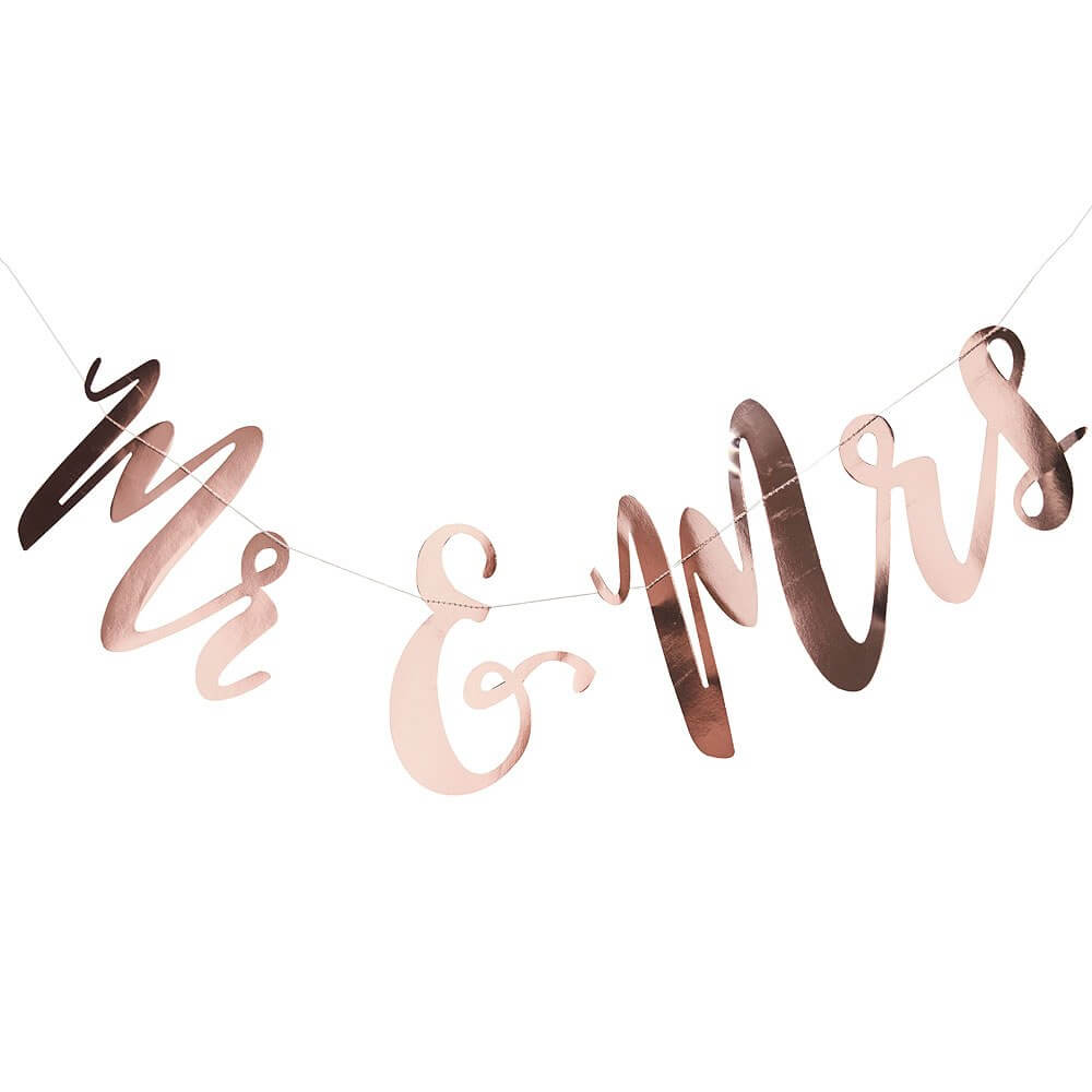 Metallic Rose Gold 'Mr & Mrs' Wedding Banner