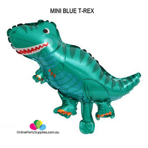 Online Party Supplies Mini blue tyrannosaurus T-Rex Dinosaur Shaped Foil Balloon