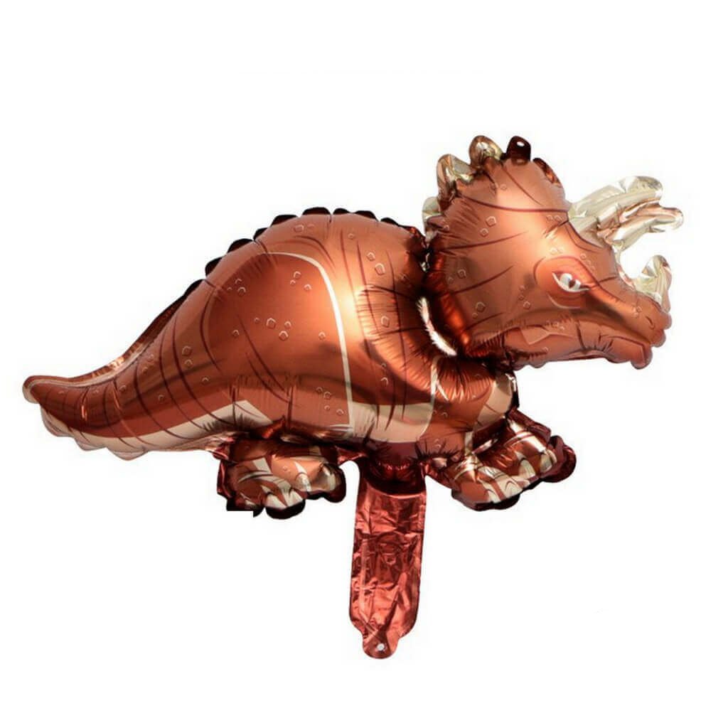 Online Party Supplies Mini brown triceratops Dinosaur Shaped Foil Balloon