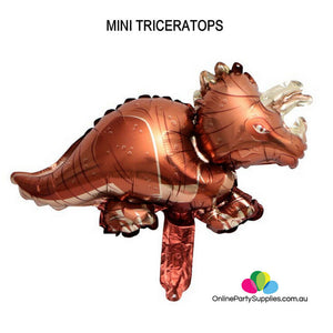 Online Party Supplies Mini brown triceratops Dinosaur Shaped Foil Balloon
