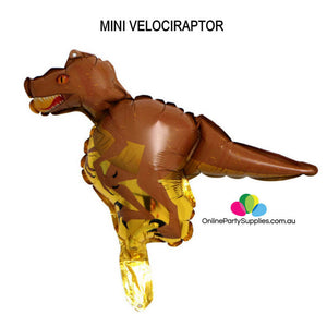 Online Party Supplies Mini brown velociraptor Dinosaur Shaped Foil Balloon