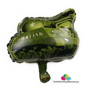 Online Party Supplies Mini Green Army Tank Shaped Party Foil Balloon