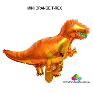Online Party Supplies Mini Orange T-Rex Dinosaur Shaped Foil Balloon