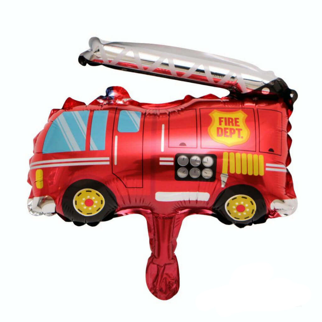 Online Party Supplies Mini Red Fire Truck Shaped Rescue Vehicle Team Theme Party Foil Balloon