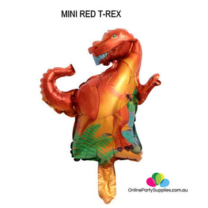 Online Party Supplies Mini red T-Rex Dinosaur Shaped Foil Balloon
