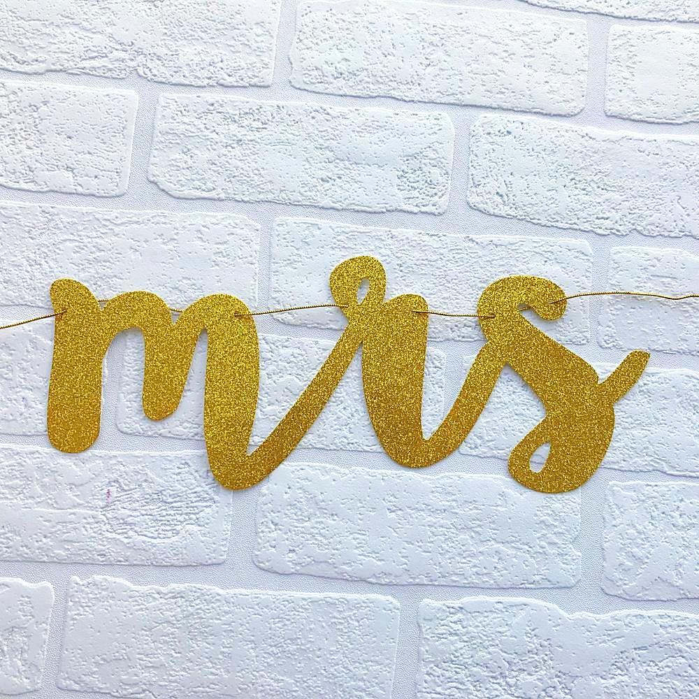 MISS TO MRS Gold Glitter Bachelorette Party Banner - Online Party Supplies