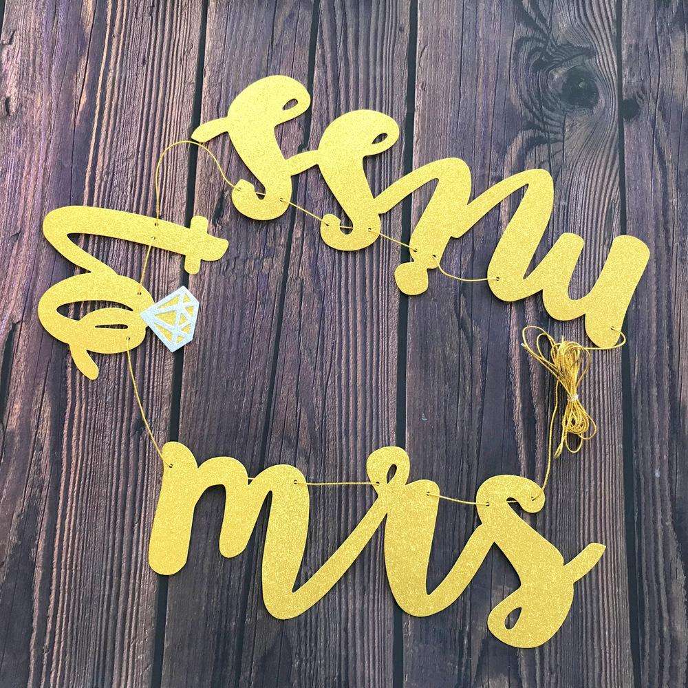 MISS TO MRS Gold Glitter Bachelorette Party Banner - Online Party Supplies