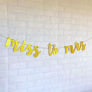 MISS TO MRS Gold Glitter Bachelorette Party Banner - Online Party Supplies
