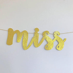 MISS TO MRS Gold Glitter Bachelorette Party Banner - Online Party Supplies