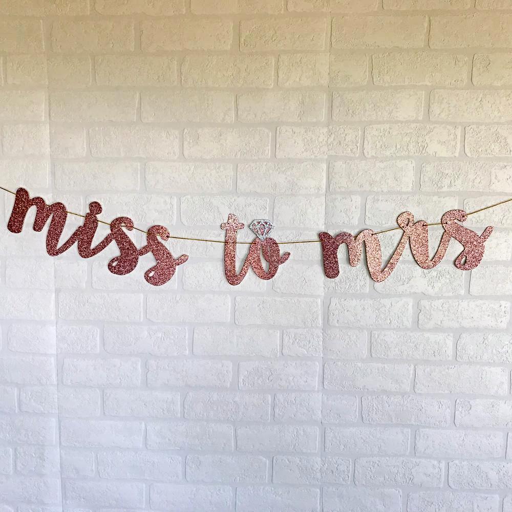 MISS TO MRS Rose Gold Glitter Bachelorette Party Banner - Online Party Supplies