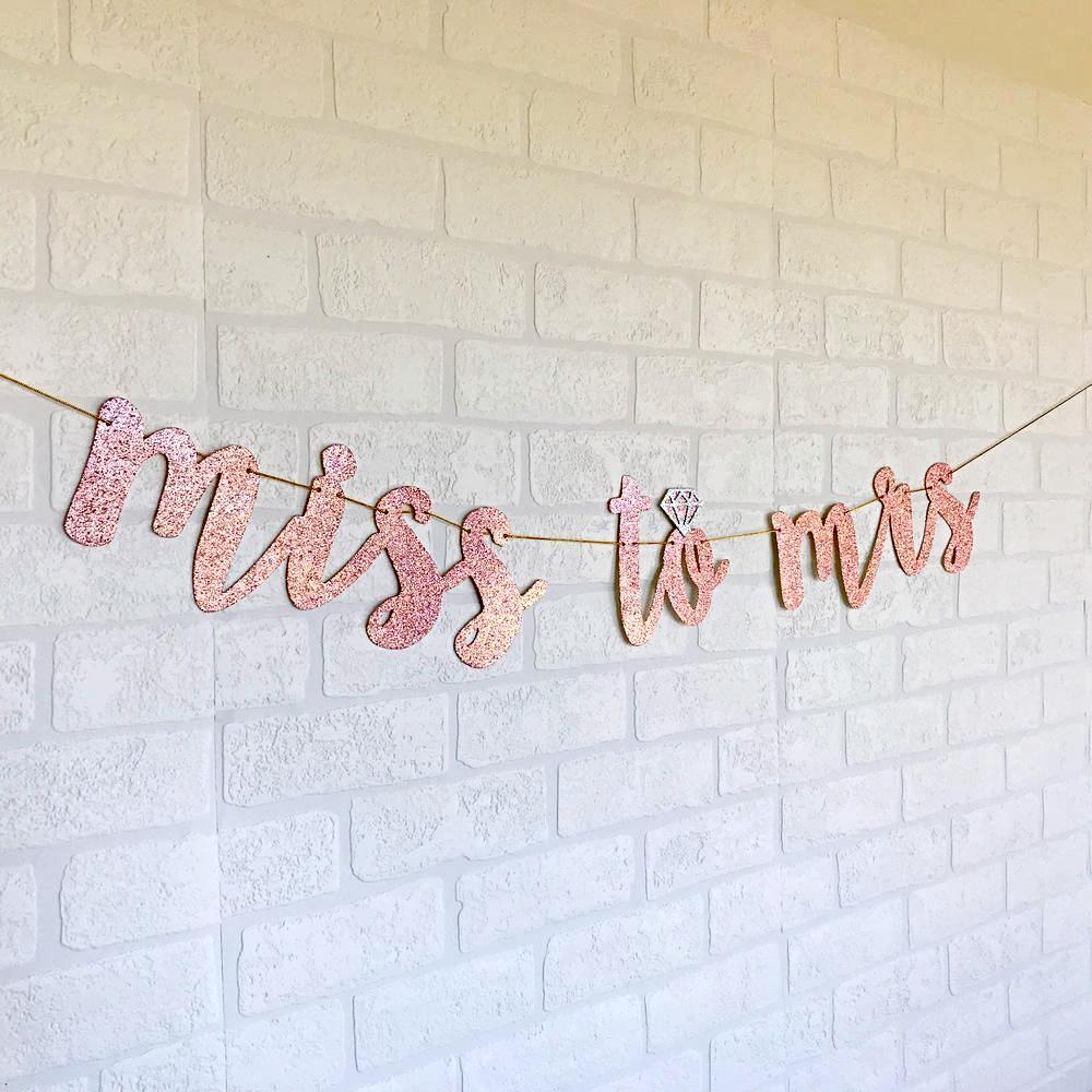 MISS TO MRS Rose Gold Glitter Bachelorette Party Banner - Online Party Supplies