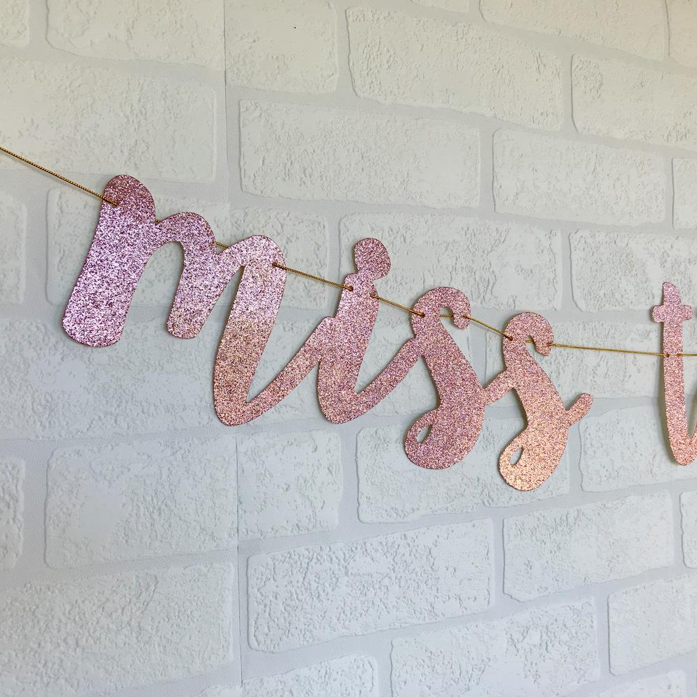 MISS TO MRS Rose Gold Glitter Bachelorette Party Banner - Online Party Supplies