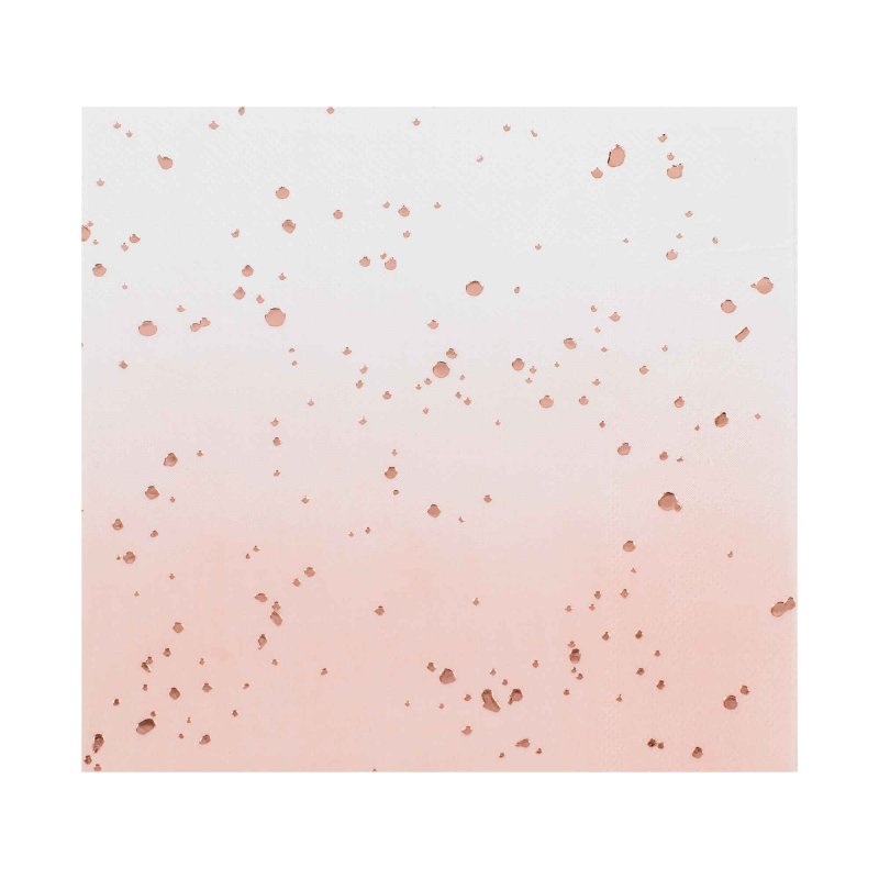 Ginger Ray Ombre Rose Gold Foiled Confetti Birthday Napkins