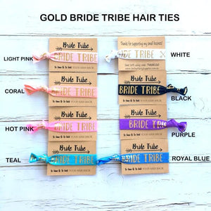 Gold Print Bride Tribe Hair Tie Bridal Wristband for Hen Bachelorette Party Bridesmaids gifts Colour Chart
