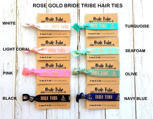 Rose Gold Print Bride Tribe Hair Tie Bridal Wristband for Hen Bachelorette Party Bridesmaids gifts Colour chart