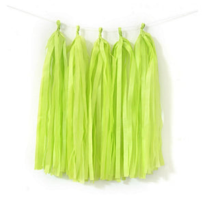 Lime green Tissue Paper and Foil Tassel Garland