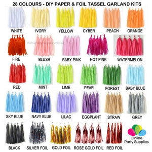 Multicoloured Tissue Paper and Foil Tassel Garlands - Online Party Supplies