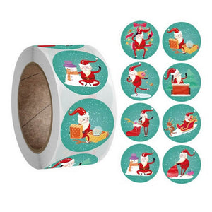 Style N - Round Christmas Stickers For Kids - Christmas Gift Packaging and Wrapping Supplies