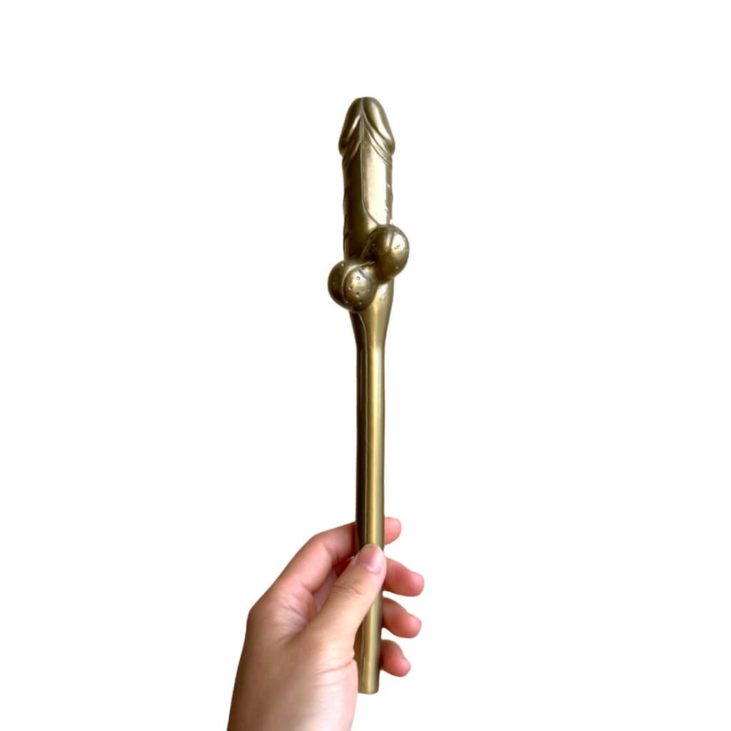 Funny adult party drinking straw gold jumbo