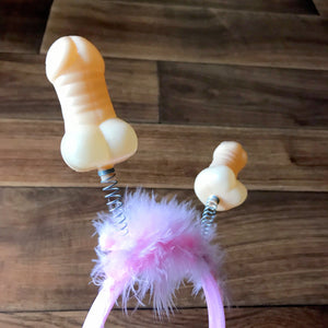 Naughty Hen Party Pink Penis with Fur Boppers Headband - Bachelorette Party Supplies - Online Party Supplies