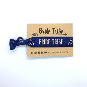 Rose Gold Print Navy Blue Bride Tribe Hair Tie Bridal Wristband for Hen Bachelorette Party Bridesmaids gifts