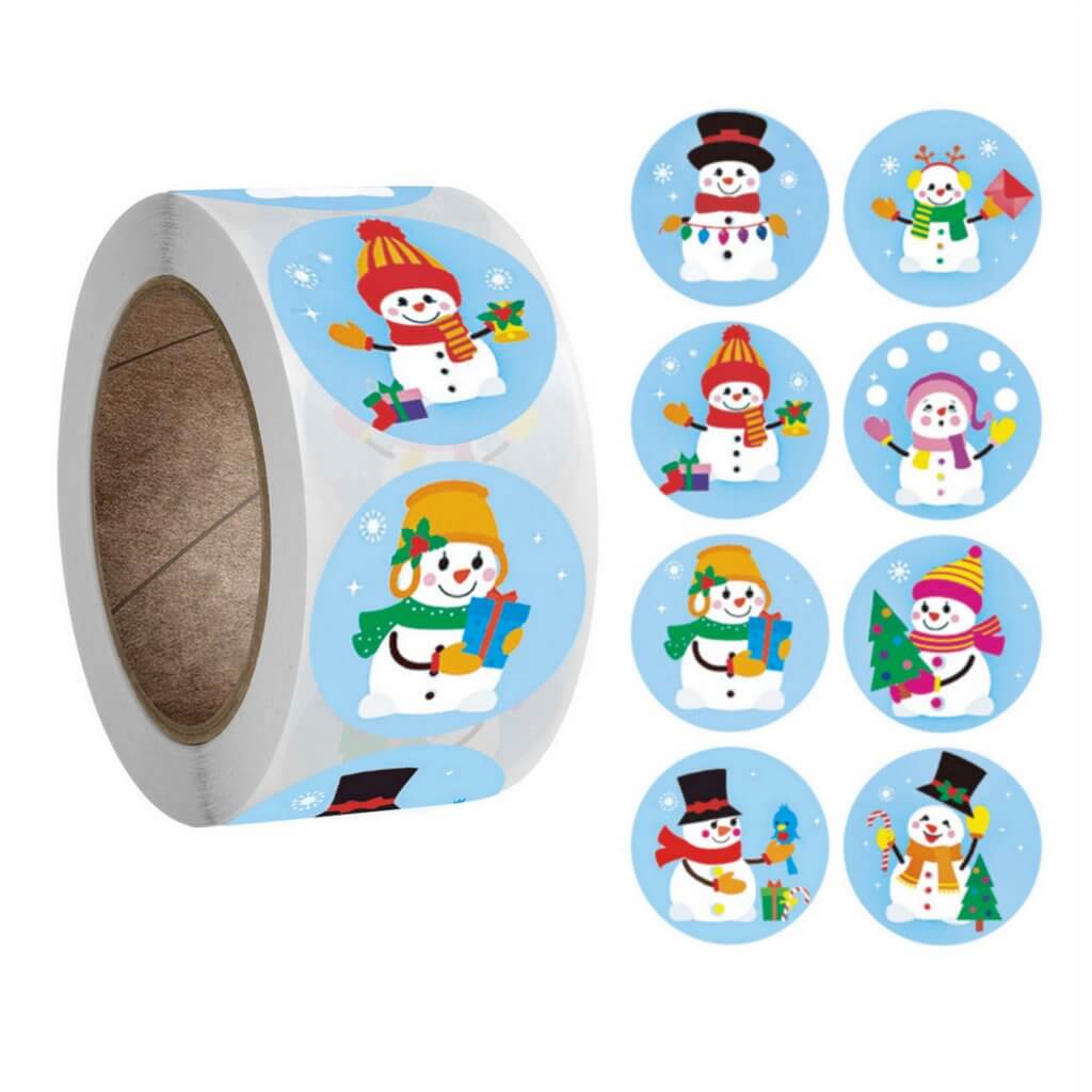 Style O - Round Christmas Stickers For Kids - Christmas Gift Packaging and Wrapping Supplies