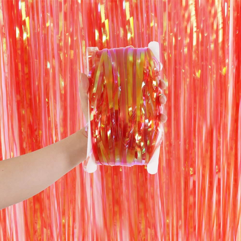 1m x 2m Iridescent Orange Foil Fringe Curtain