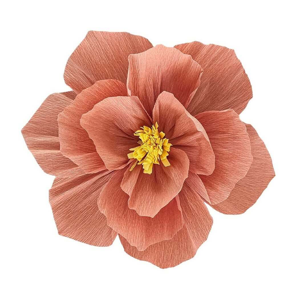 Orange Crepe Paper Peony Flower - 3 Sizes