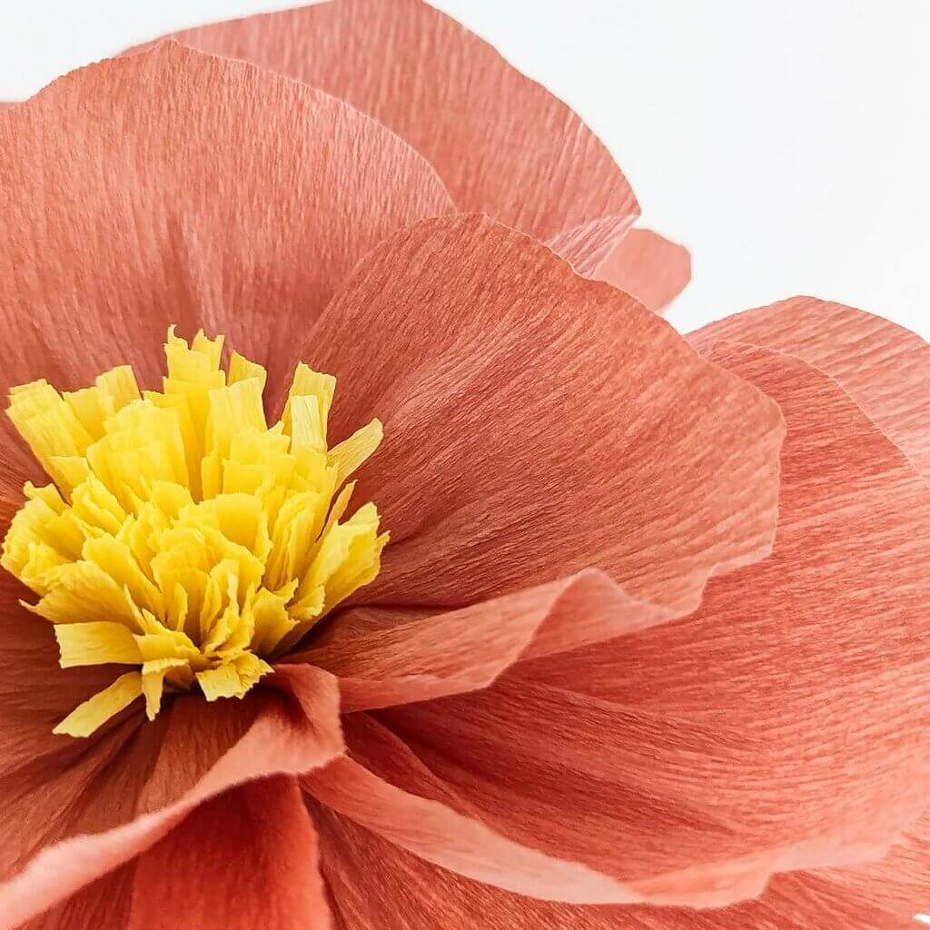Orange Crepe Paper Peony Flower - 3 Sizes