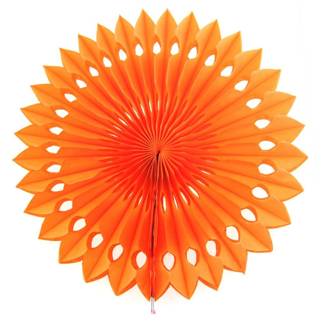 Orange Tissue Paper Decorative Party Fan - 5 Sizes