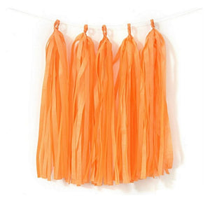 orange-Tissue Paper Tassel Garlands - Online Party Supplies