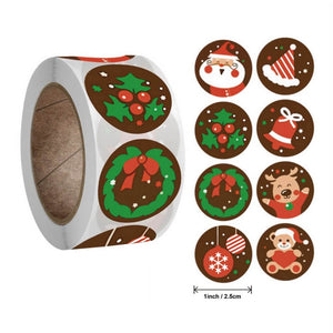 Round Merry Christmas Sticker Roll (500 stickers) - Christmas Gift Packing and Wrapping Supplies